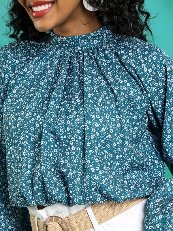 Tokyo Talkies Women Teal Printed Regular Top