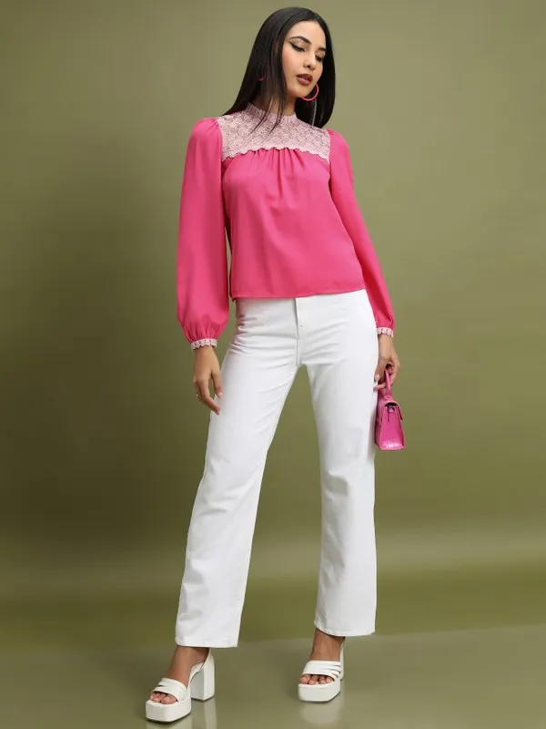  Tokyo Talkies Women Pink Solid Regular Tops