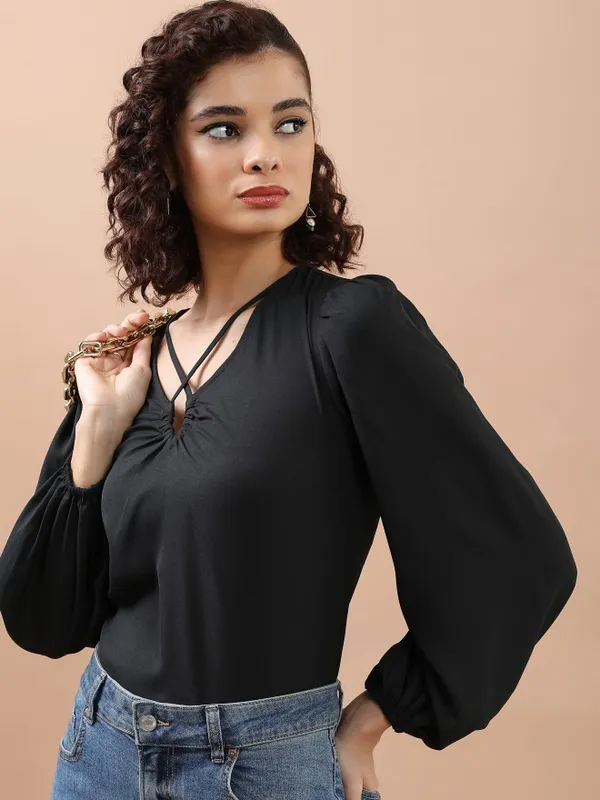 Solid Blouson Top