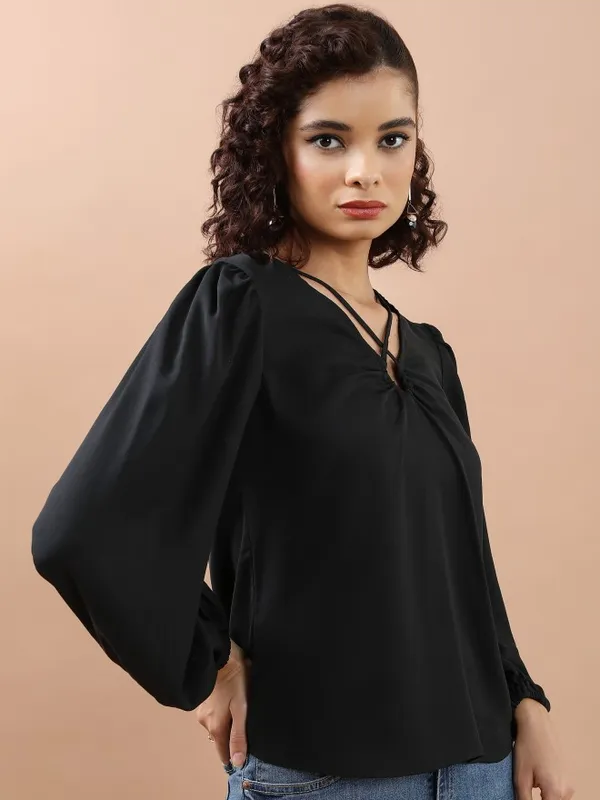 Solid Blouson Top