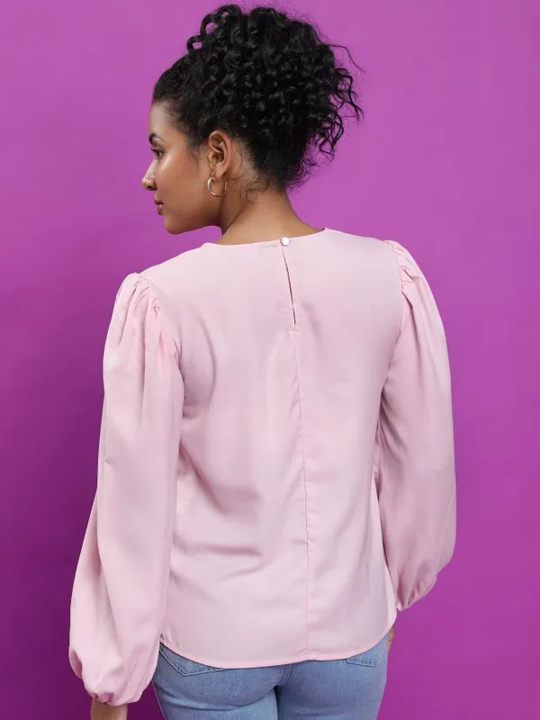  Tokyo Talkies Women Pink Solid Blouson Tops