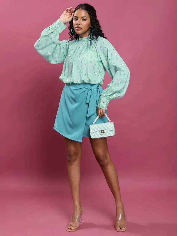 Printed Blouson Top