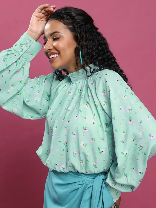 Printed Blouson Top