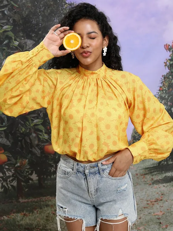 Printed Blouson Top