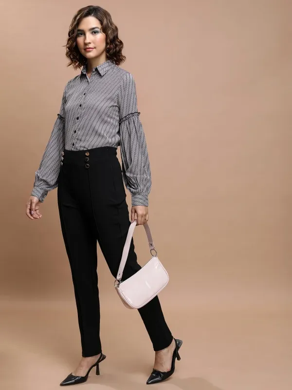 Printed Shirt Style Top