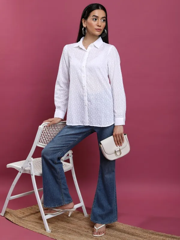 Women Self Design Casual Shirt