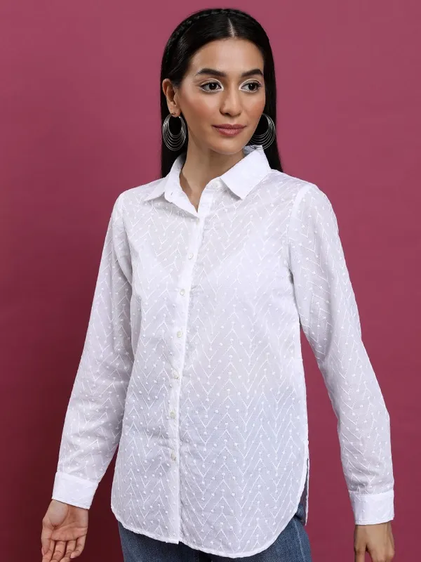 Women Self Design Casual Shirt