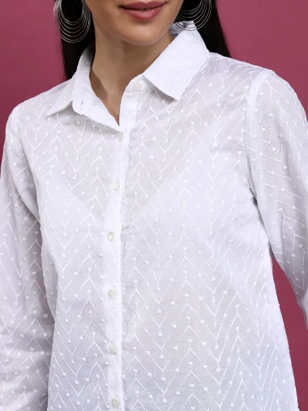 Women Self Design Casual Shirt