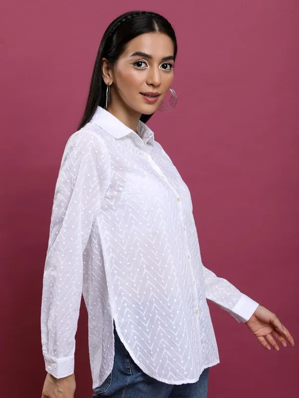 Women Self Design Casual Shirt