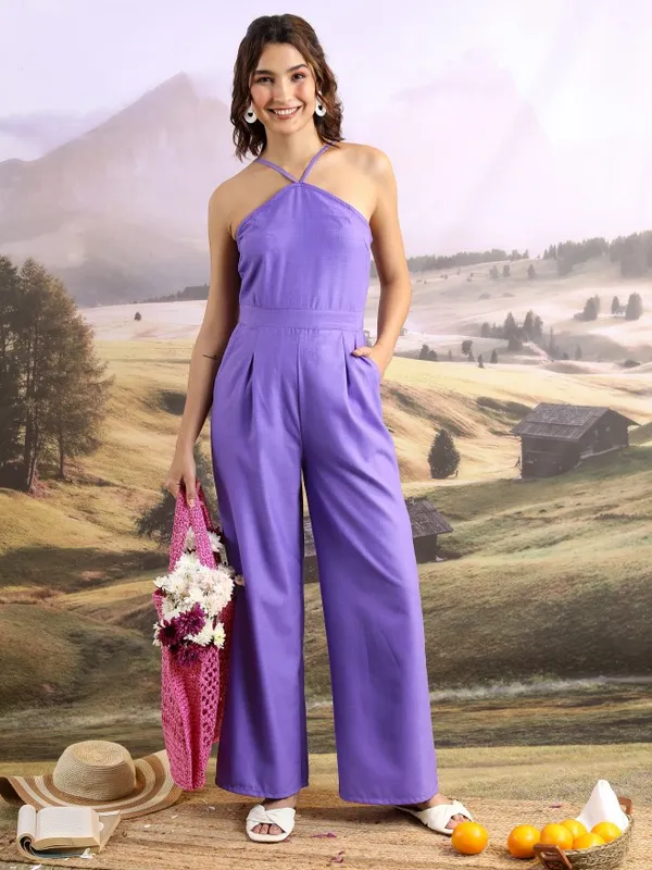  Tokyo Talkies Women Purple Printed Jumpsuits