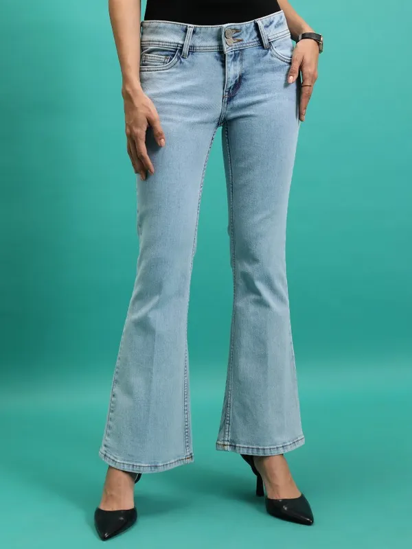  Tokyo Talkies Women Blue Bootcut Clean Look Jeans