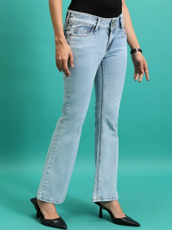  Tokyo Talkies Women Blue Bootcut Clean Look Jeans
