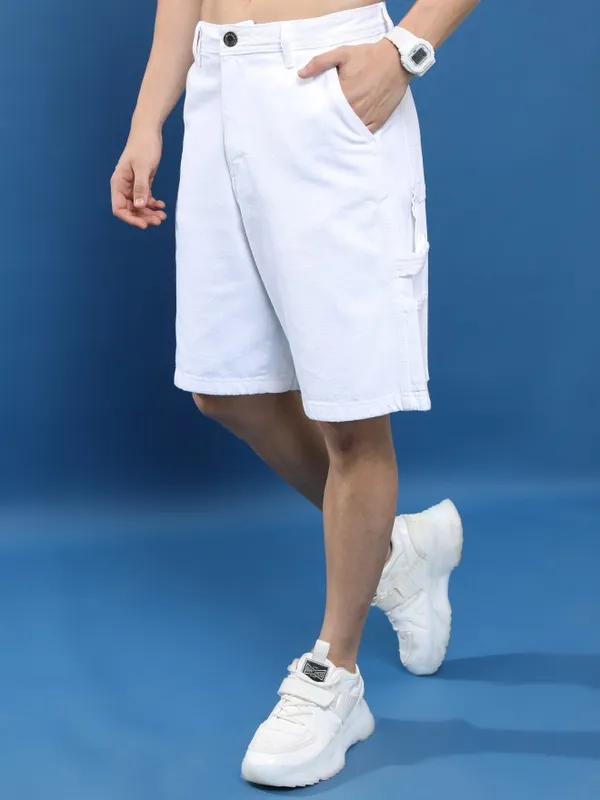  Highlander Men White Regular Fit Cargo Shorts Shorts