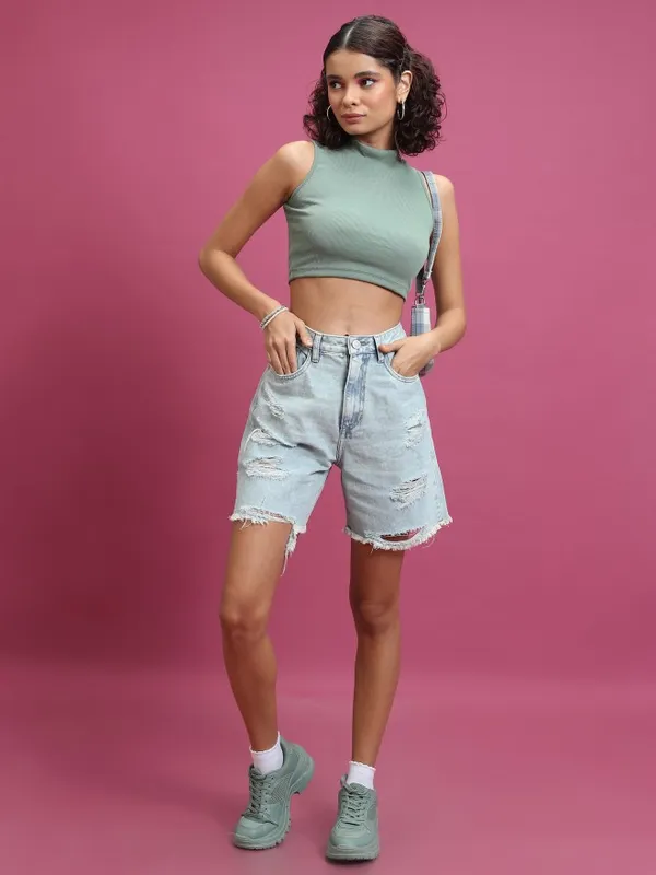  Tokyo Talkies Women Blue Regular Fit Shorts