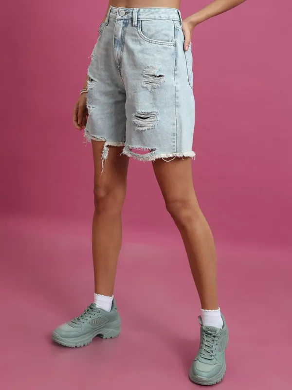  Tokyo Talkies Women Blue Regular Fit Shorts