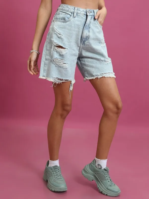  Tokyo Talkies Women Blue Regular Fit Shorts
