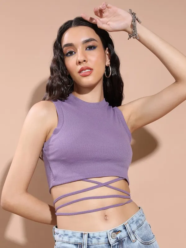  Ketch Women Purple Solid Tank Tops