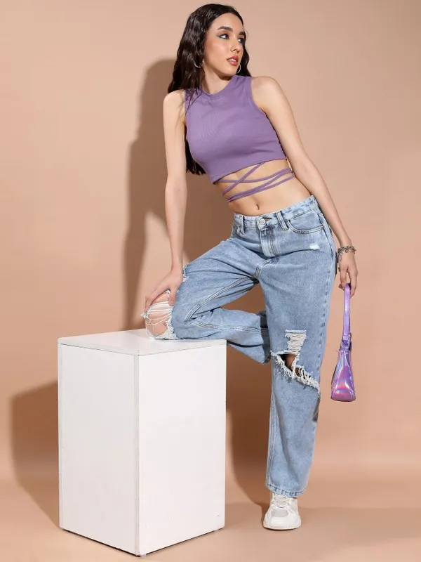  Ketch Women Purple Solid Tank Tops