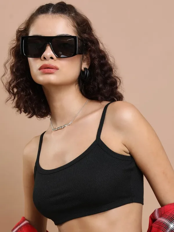  Tokyo Talkies Women Black Solid Bralette Tops