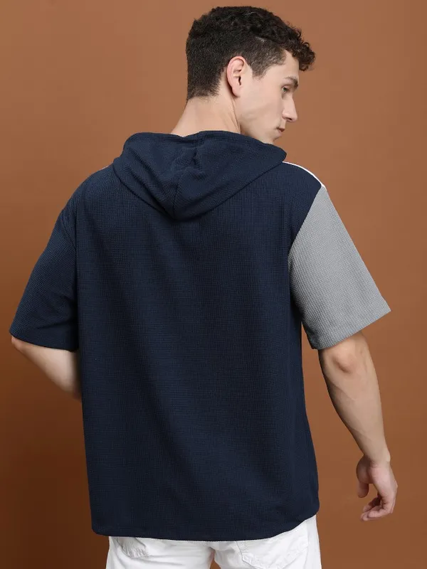 Highlander Men Multi Colourblocked Hooded Oversized Fit T-Shirt