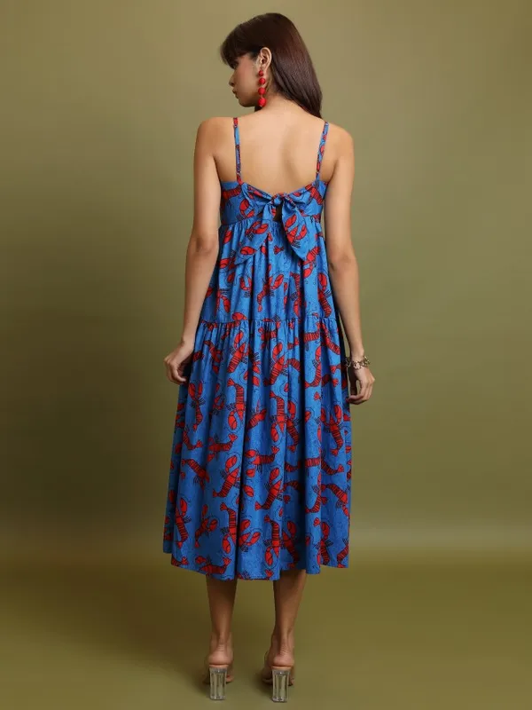 Vishudh Women Blue Printed A-Line Dress