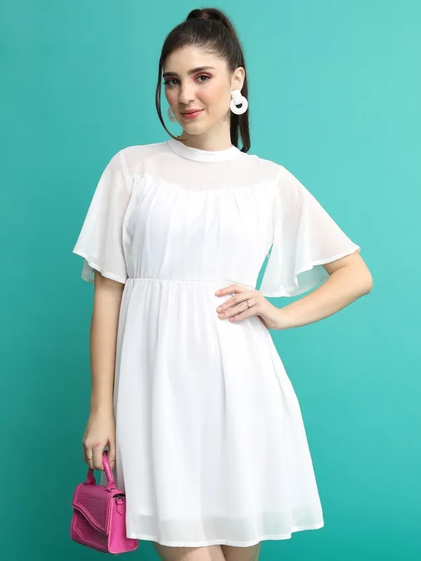 Solid Fit and Flare Dress