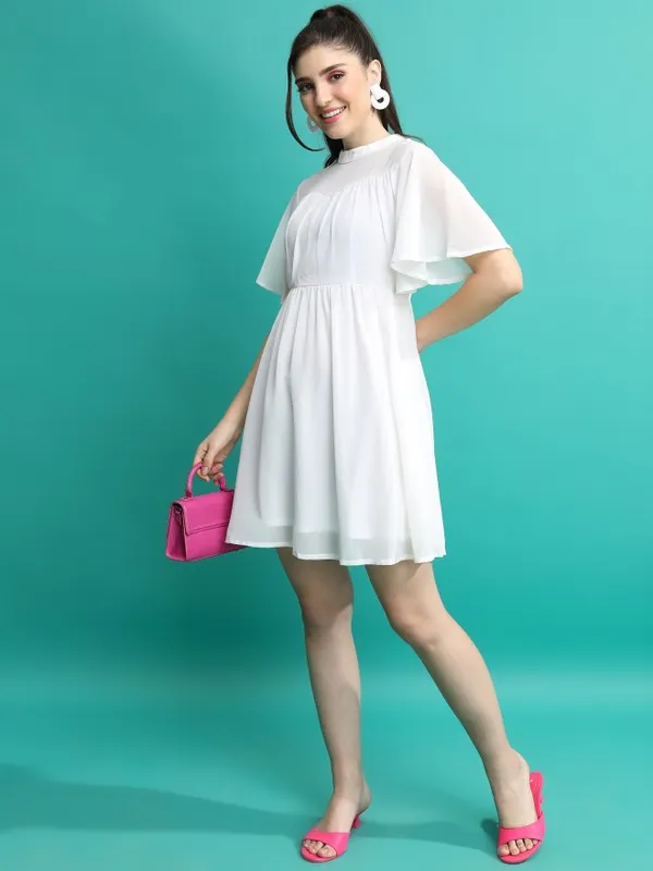 Solid Fit and Flare Dress
