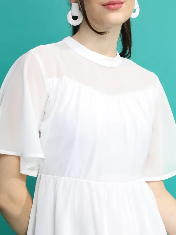 Solid Fit and Flare Dress