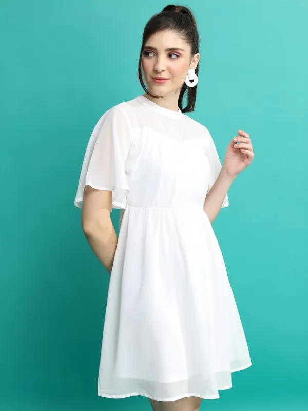 Solid Fit and Flare Dress