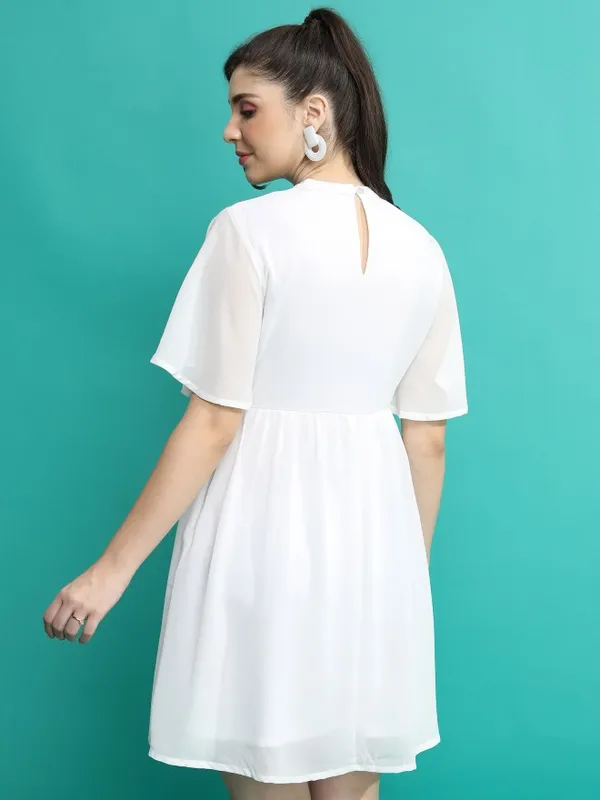 Solid Fit and Flare Dress