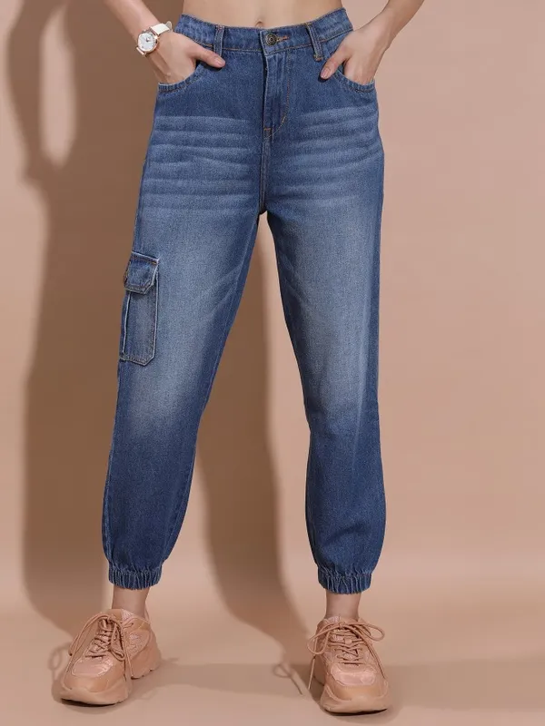 Tokyo Talkies Women Blue Tapered fit Stretchable Jeans