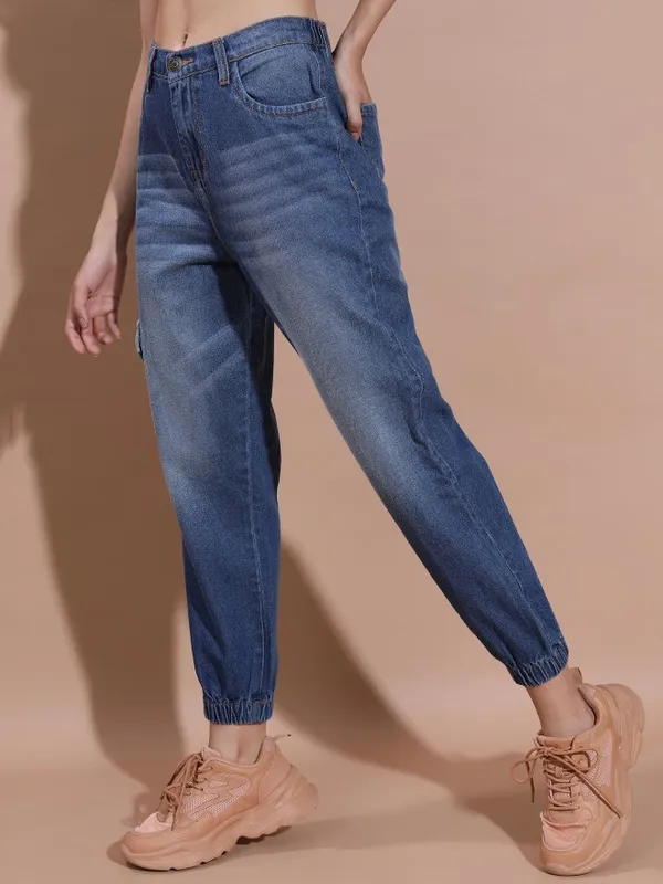Tokyo Talkies Women Blue Tapered fit Stretchable Jeans