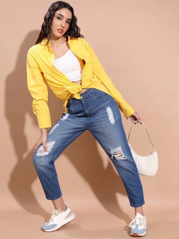 Tokyo Talkies Women Blue Relaxed Fit Highly Distressed Jeans