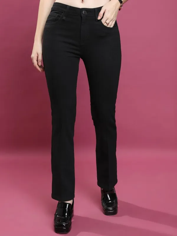  Tokyo Talkies Women Black Straight Fit Clean Look Jeans