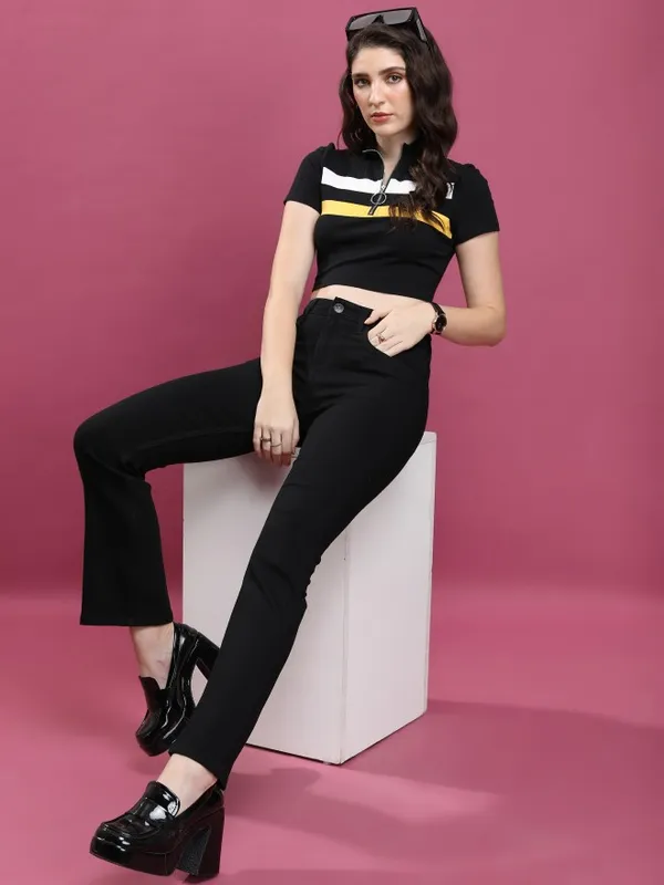  Tokyo Talkies Women Black Straight Fit Clean Look Jeans