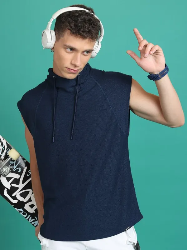 Highlander Unisex Navy Solid Oversized Fit T-Shirt