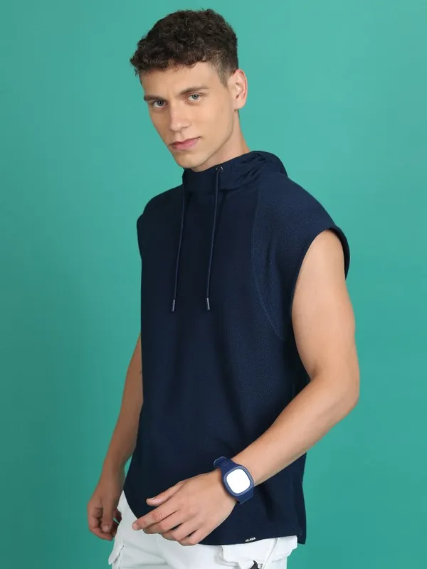 Highlander Unisex Navy Solid Oversized Fit T-Shirt