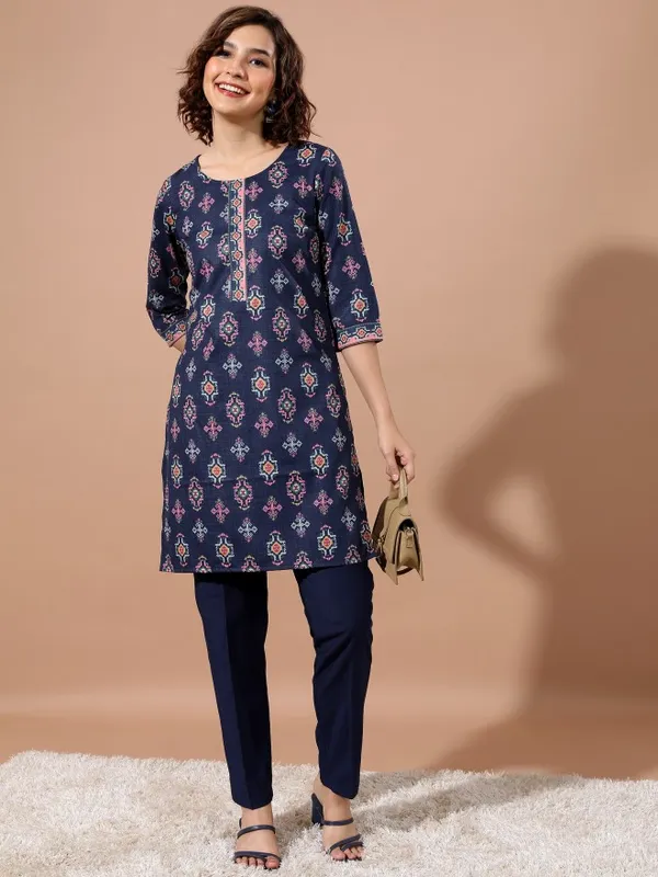 Vishudh Women Navy Blue Printed Tunic