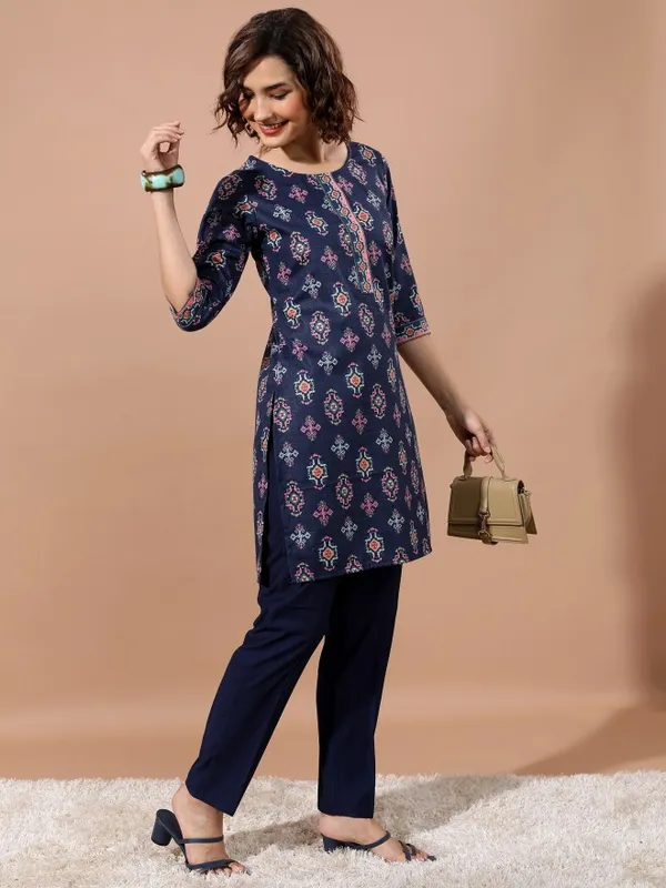Vishudh Women Navy Blue Printed Tunic