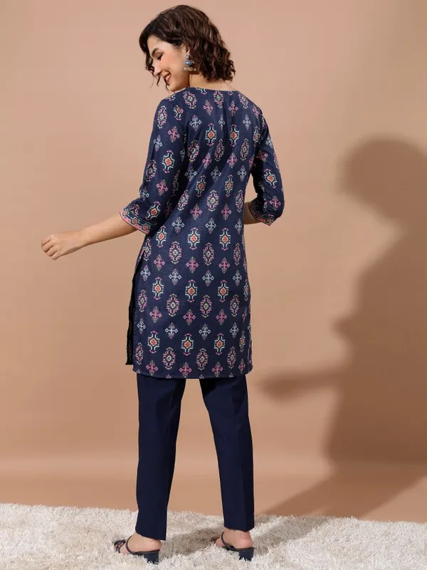 Vishudh Women Navy Blue Printed Tunic