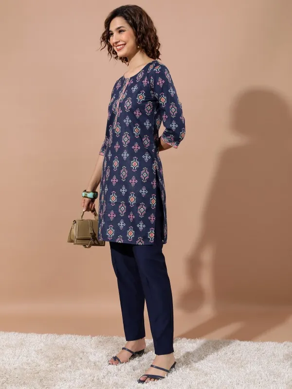 Vishudh Women Navy Blue Printed Tunic