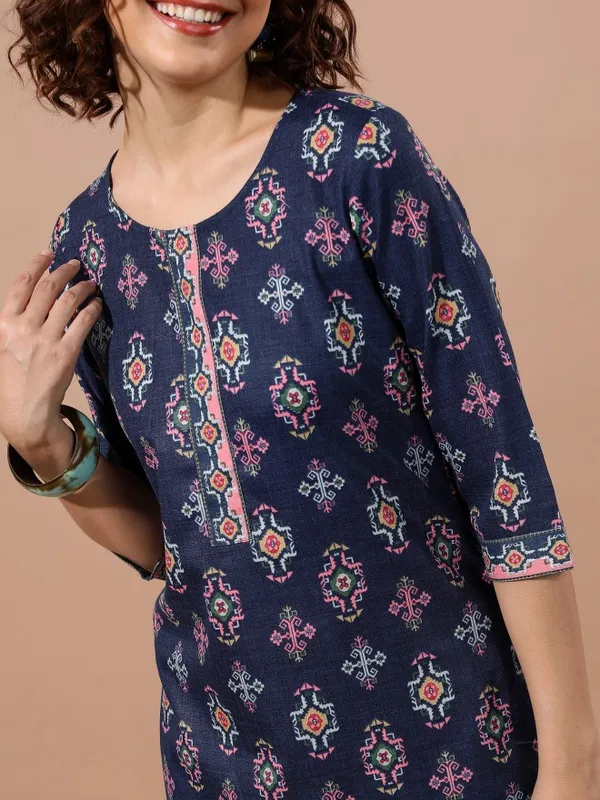 Vishudh Women Navy Blue Printed Tunic