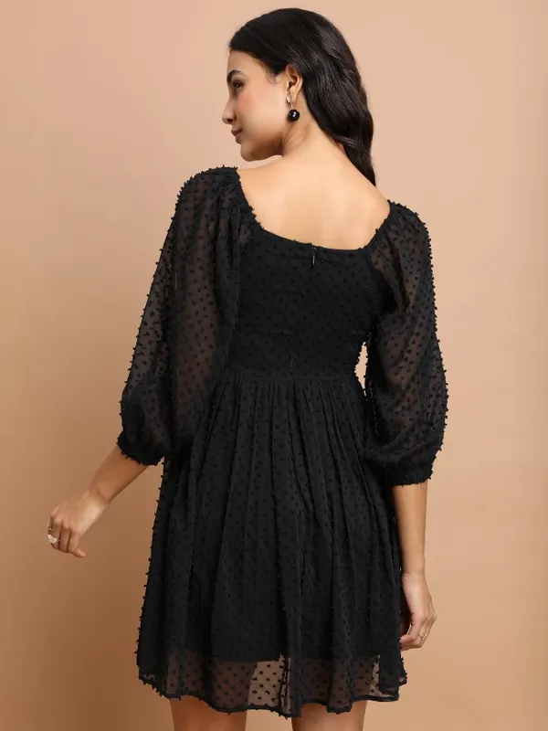 Self Design Fit and Flare Dress