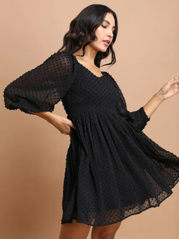 Self Design Fit and Flare Dress