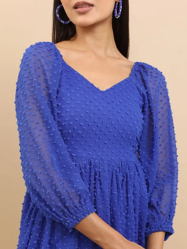 Self Design Fit and Flare Dress