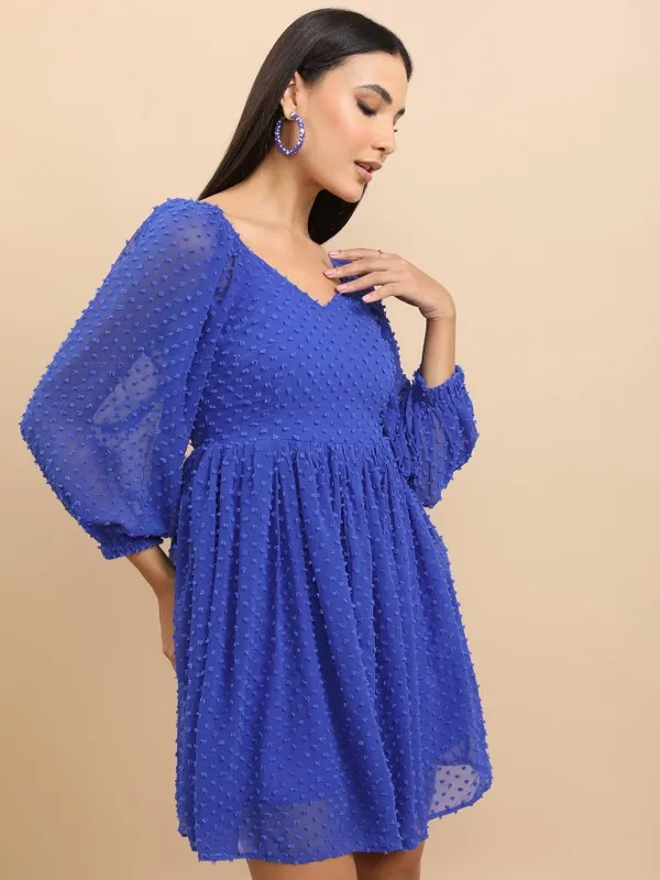 Self Design Fit and Flare Dress