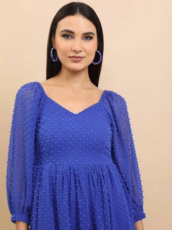 Self Design Fit and Flare Dress