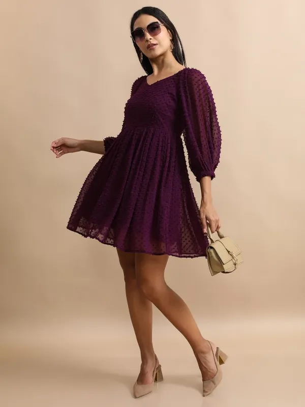 Self Design Fit And Flare Dress