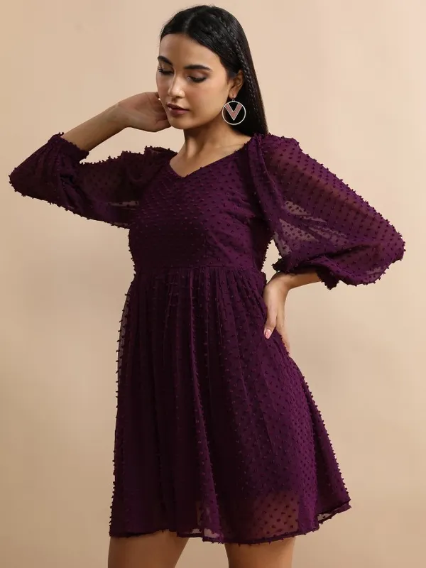 Self Design Fit And Flare Dress