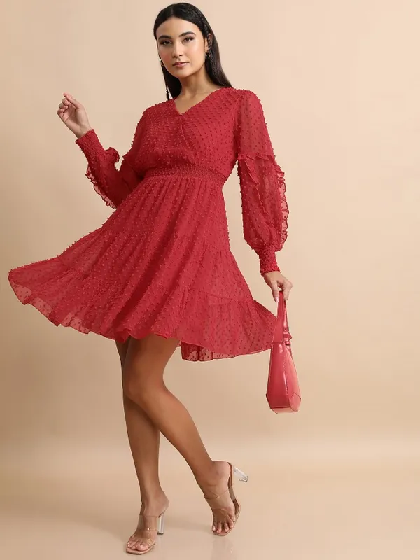 Self Design Fit & Flare Dress